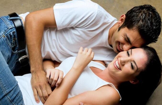 The man is excited by touching the girl